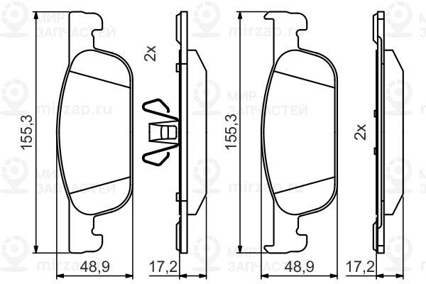 Комплект тормозных колодок, дисковый тормоз BOSCH 0986495424