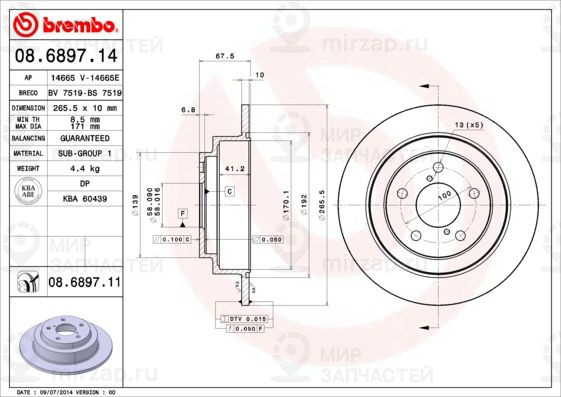Тормозной диск BREMBO 08689711