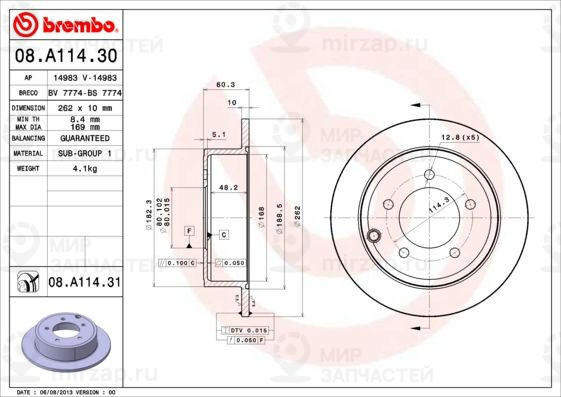 Тормозной диск BREMBO 08A11431