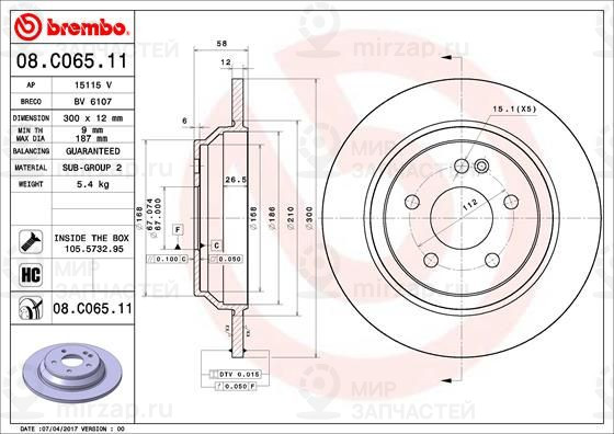 Тормозной диск BREMBO 08C06511