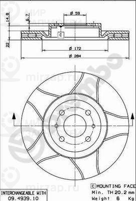 Тормозной диск BREMBO 09493975