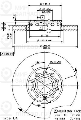 Тормозной диск BREMBO 09574521