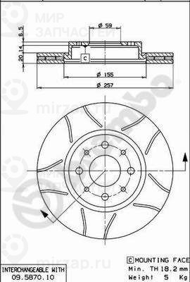 Тормозной диск BREMBO 09587075