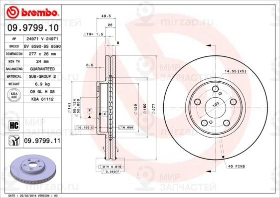 Тормозной диск BREMBO 09979910