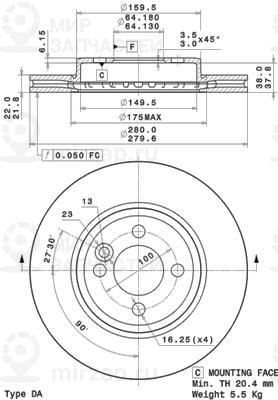 Тормозной диск BREMBO 09A76111