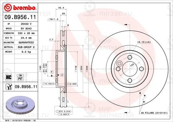 Запчасть BREMBO 09B95611