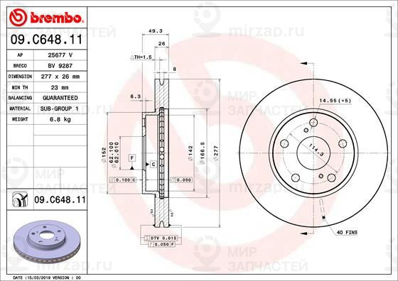 Тормозной диск BREMBO 09C64811