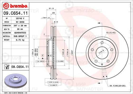 Тормозной диск BREMBO 09C65411