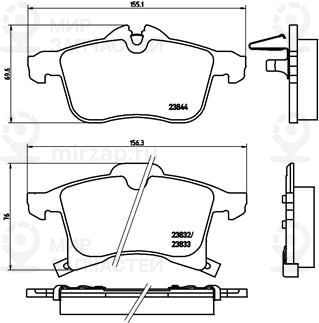 Комплект тормозных колодок, дисковый тормоз BREMBO P59045