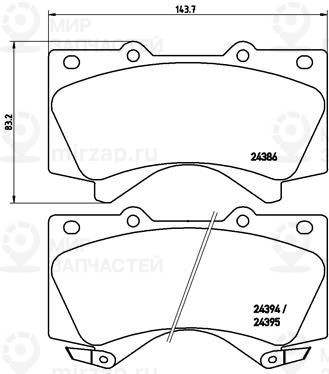Комплект тормозных колодок, дисковый тормоз BREMBO P83107
