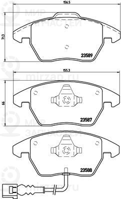 Комплект тормозных колодок, дисковый тормоз BREMBO P85075X