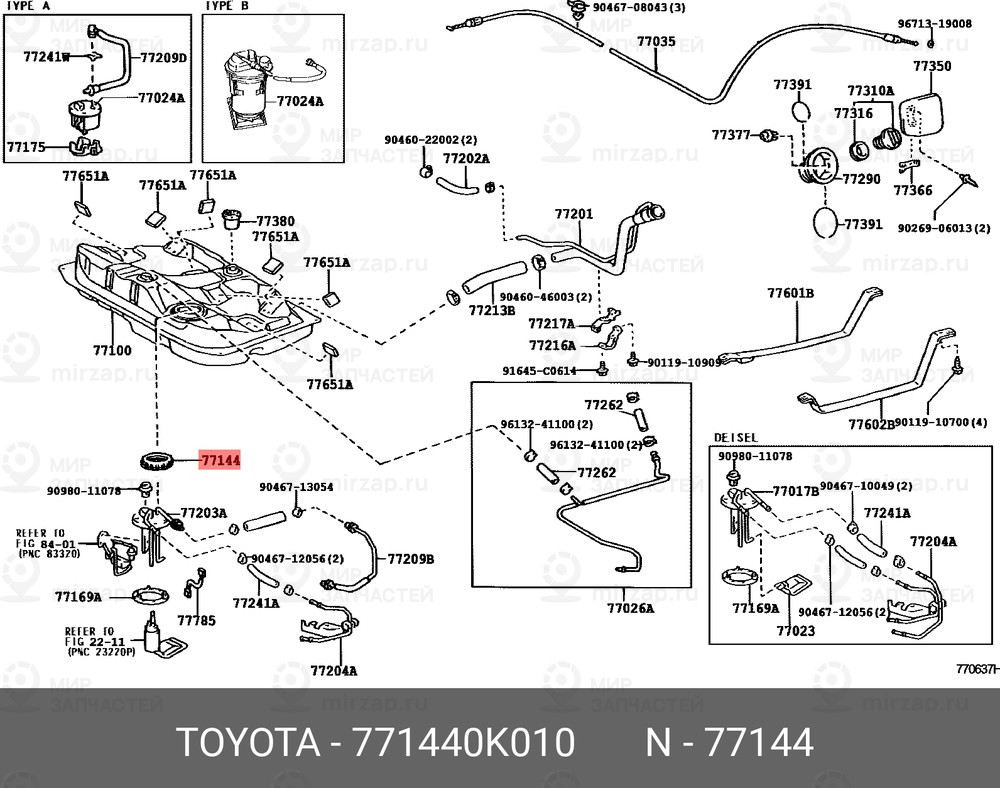 Запчасть TOYOTA 771440K010