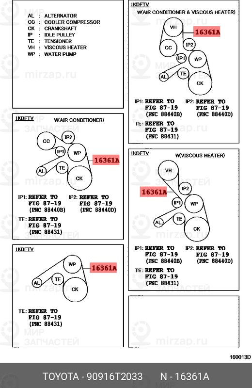 Запчасть TOYOTA 90916T2033