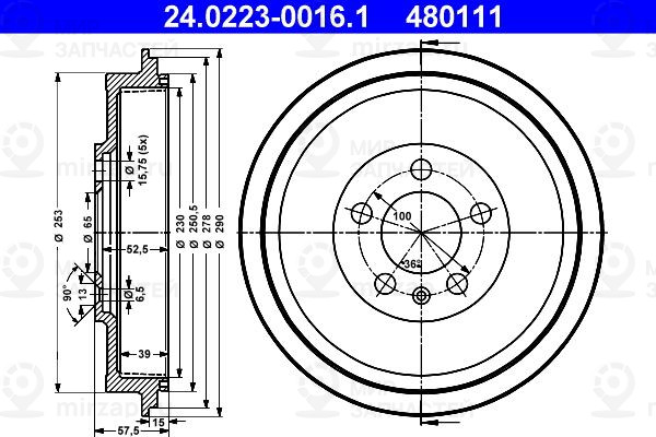 Тормозной барабан ATE 24022300161