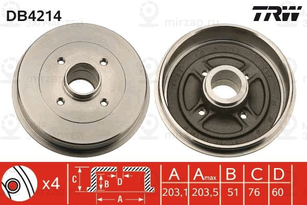 Тормозной барабан TRW DB4214