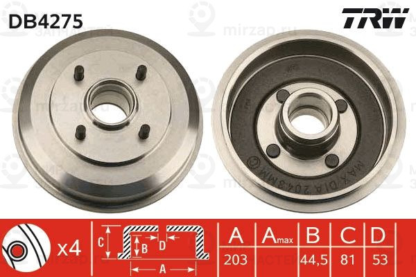 Тормозной барабан TRW DB4275
