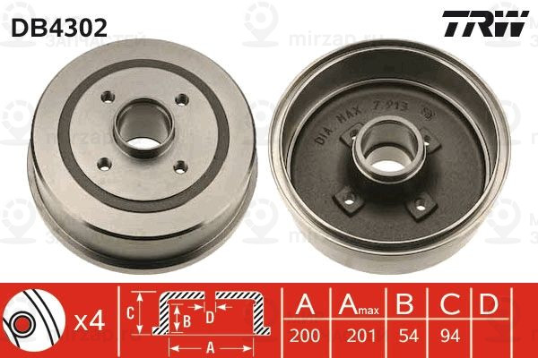 Тормозной барабан TRW DB4302