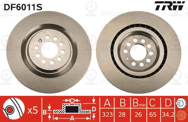 Тормозной диск TRW DF6011S