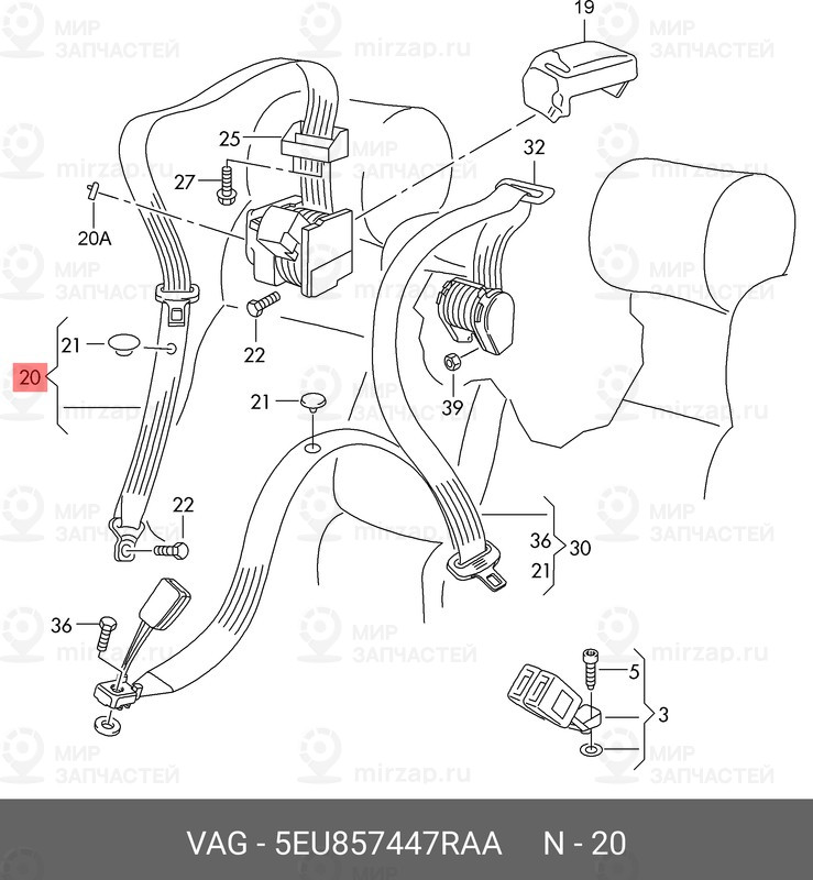 Запчасть VAG 5EU857447RAA
