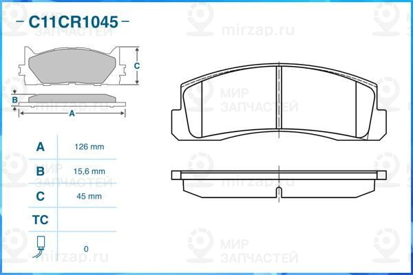 Комплект тормозных колодок, дисковый тормоз CWORKS C11CR1045