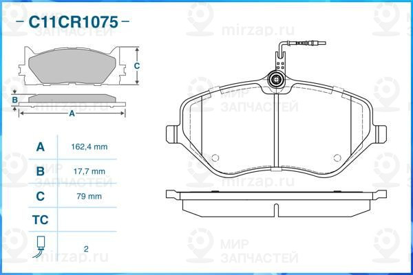 Комплект тормозных колодок, дисковый тормоз CWORKS C11CR1075