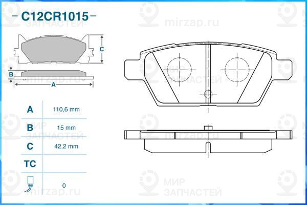 Комплект тормозных колодок, дисковый тормоз CWORKS C12CR1015