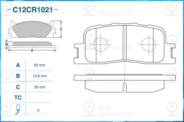 Комплект тормозных колодок, дисковый тормоз CWORKS C12CR1021