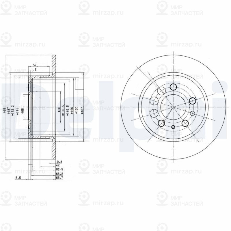 Тормозной диск DELPHI BG2103
