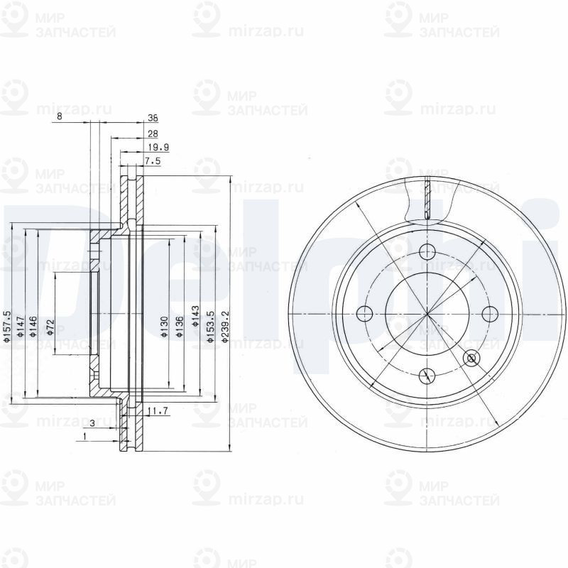 Тормозной диск DELPHI BG2273