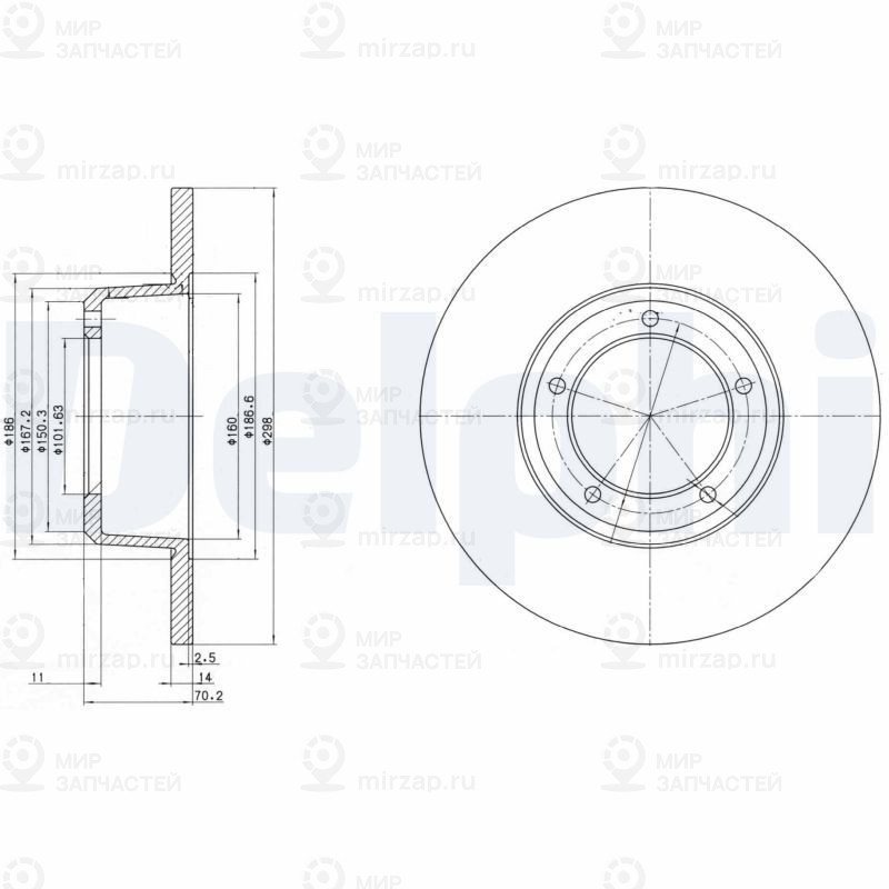 Тормозной диск DELPHI BG2297
