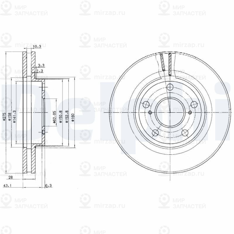 Тормозной диск DELPHI BG2782