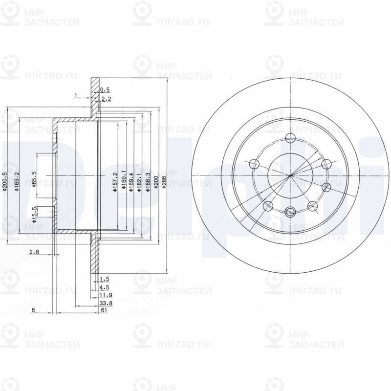 Тормозной диск DELPHI BG2986