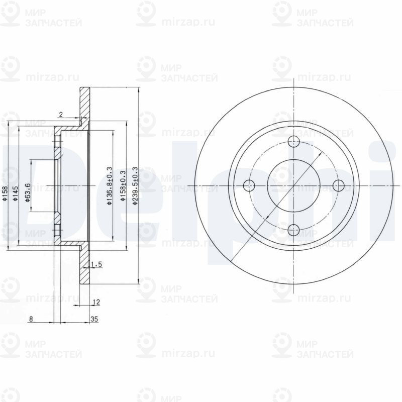 Тормозной диск DELPHI BG3055