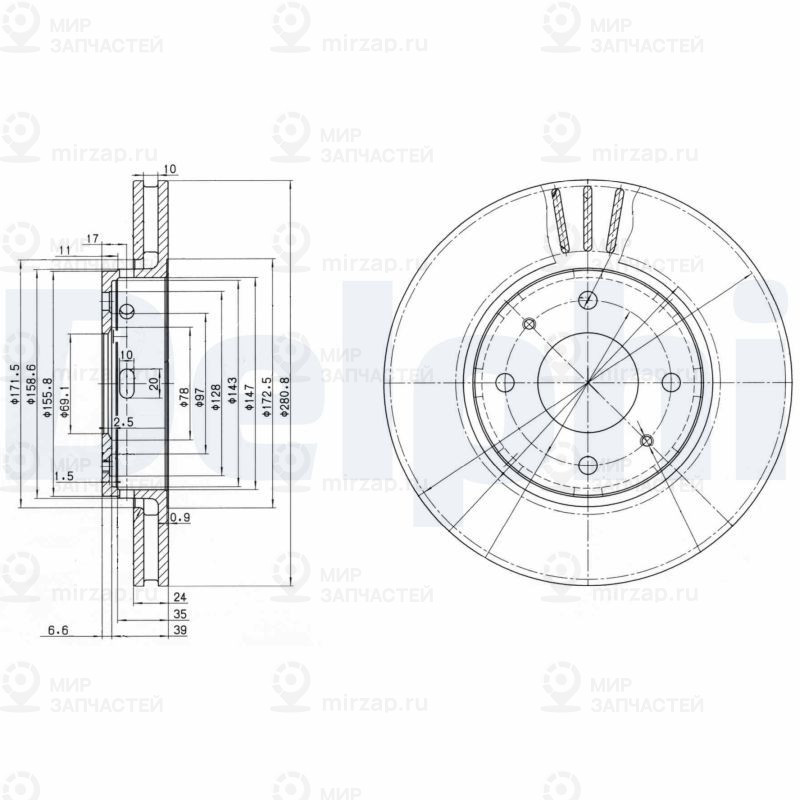 Тормозной диск DELPHI BG3501C