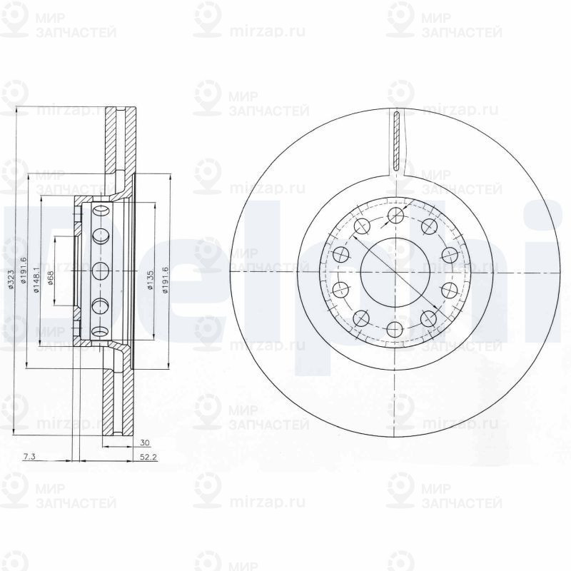 Тормозной диск DELPHI BG3524