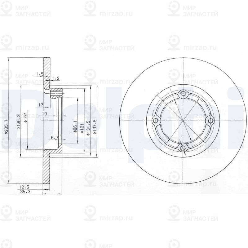 Тормозной диск DELPHI BG3551