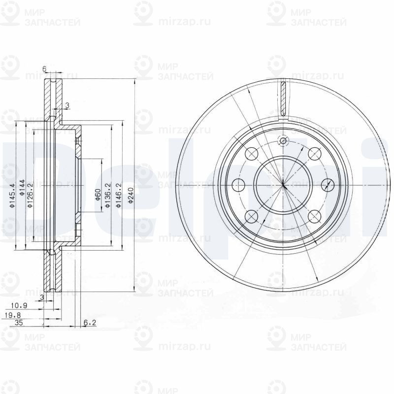 Тормозной диск DELPHI BG3568
