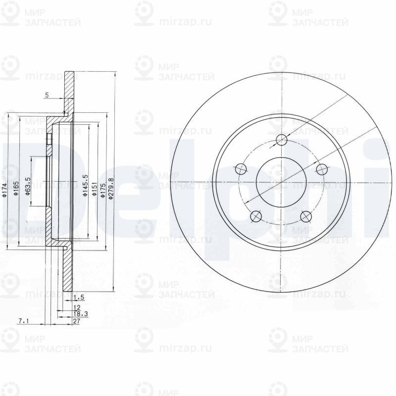 Тормозной диск DELPHI BG3663C