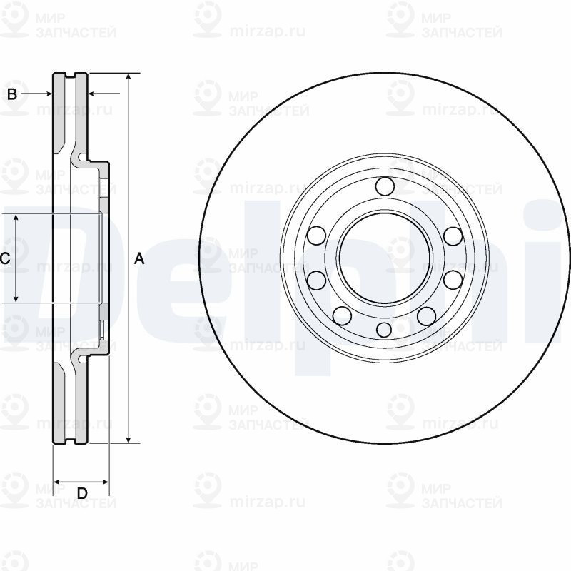 Тормозной диск DELPHI BG3713C