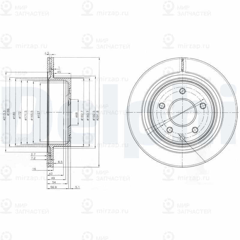 Тормозной диск DELPHI BG3765C