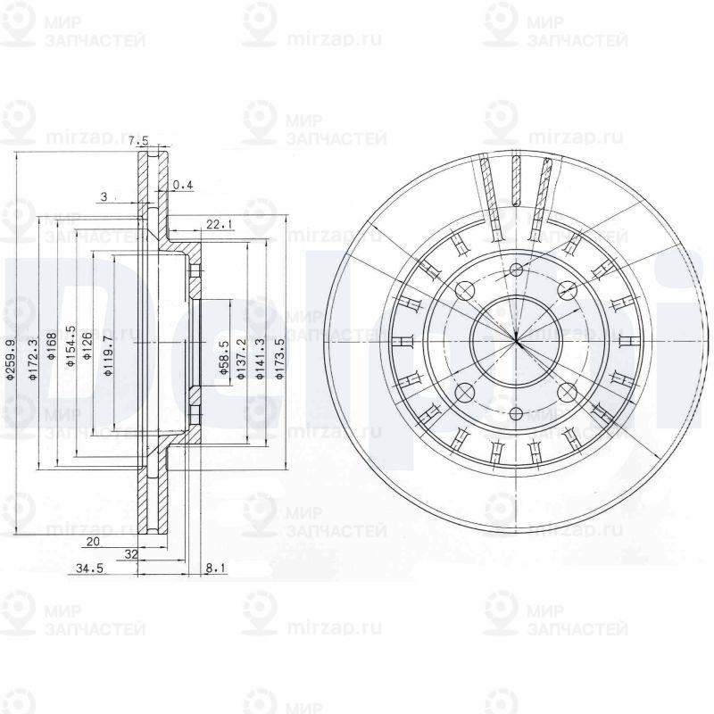 Тормозной диск DELPHI BG3806