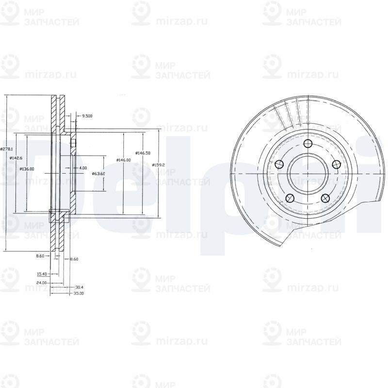 Тормозной диск DELPHI BG3826