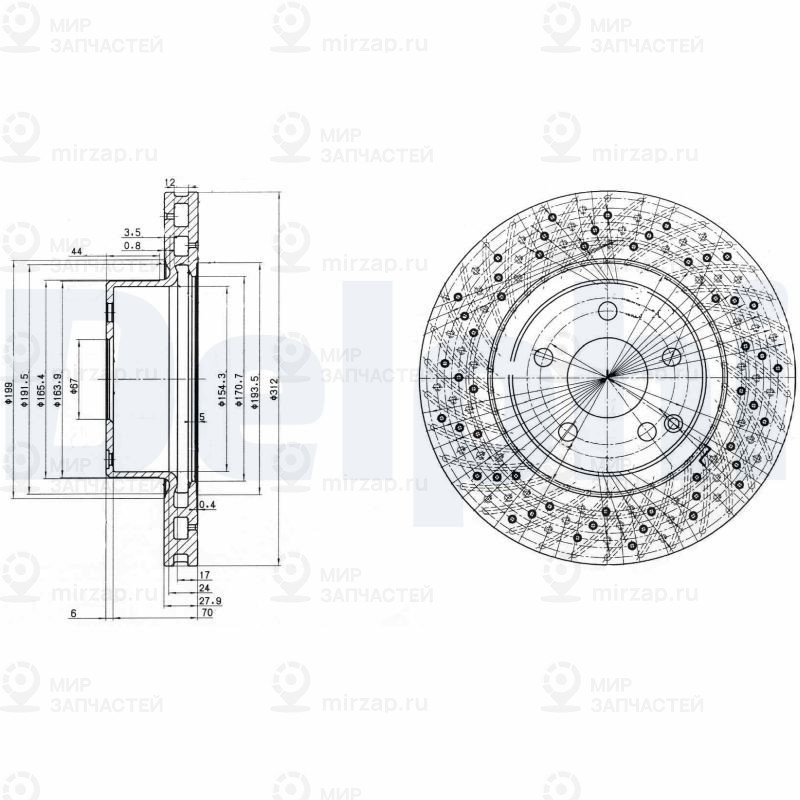 Тормозной диск DELPHI BG3828