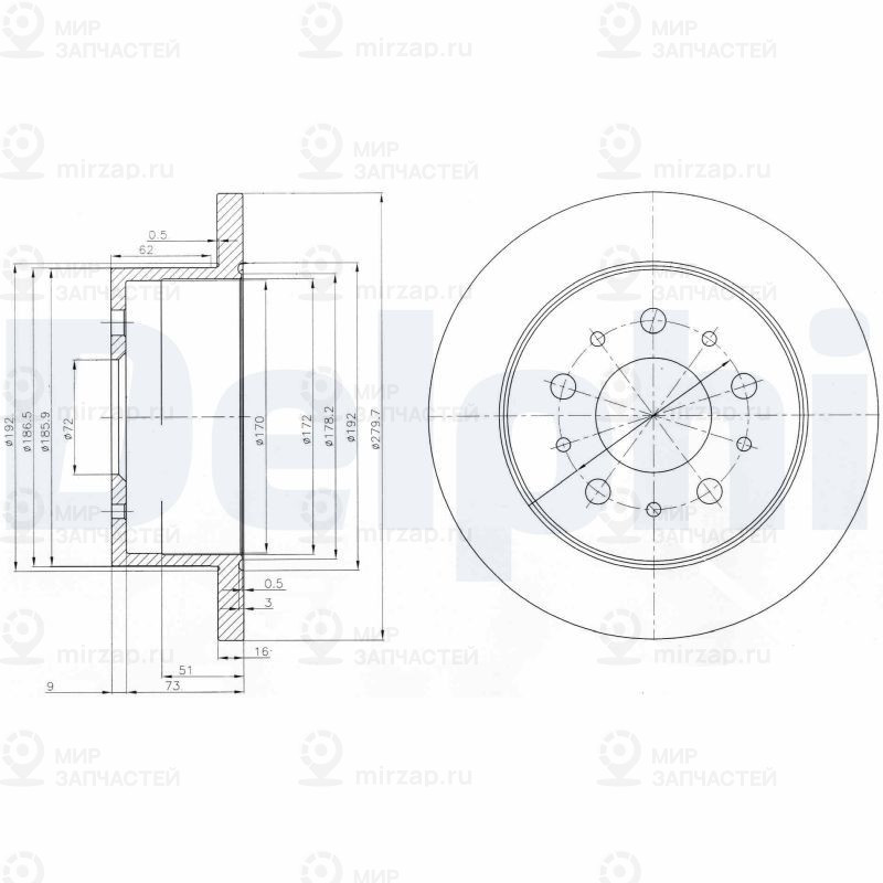 Тормозной диск DELPHI BG3853