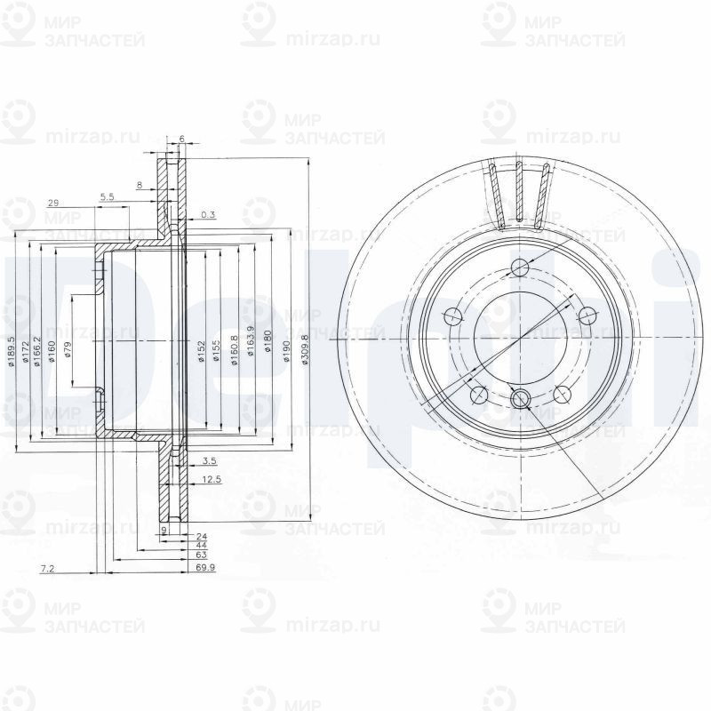 Тормозной диск DELPHI BG3870