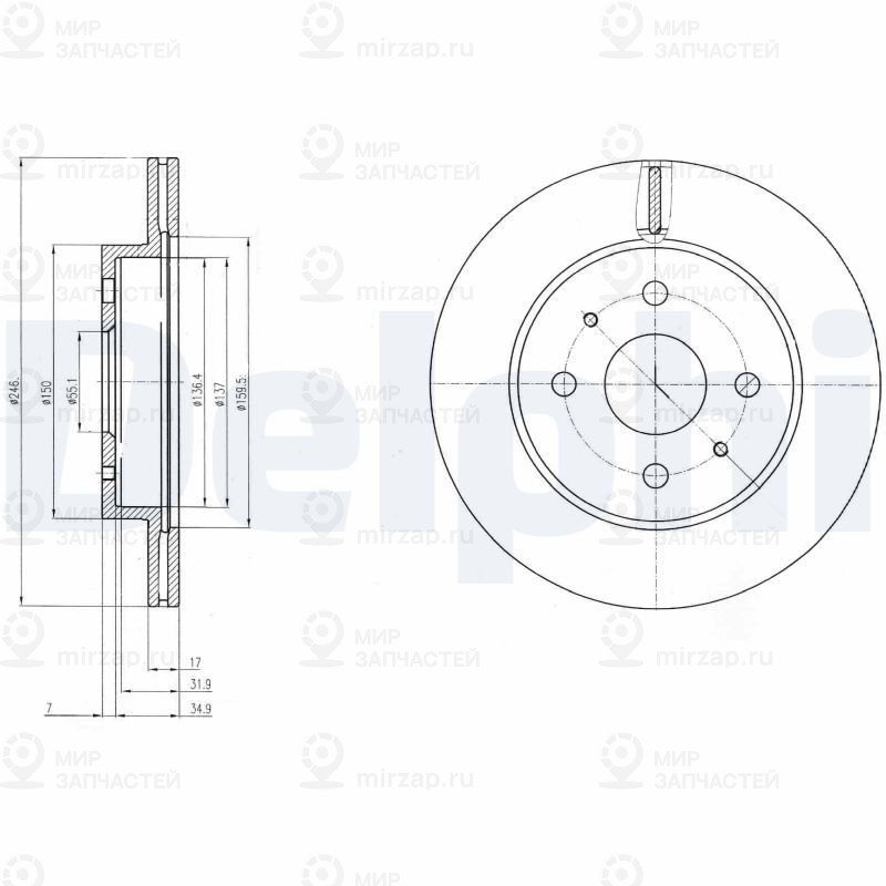 Тормозной диск DELPHI BG4128