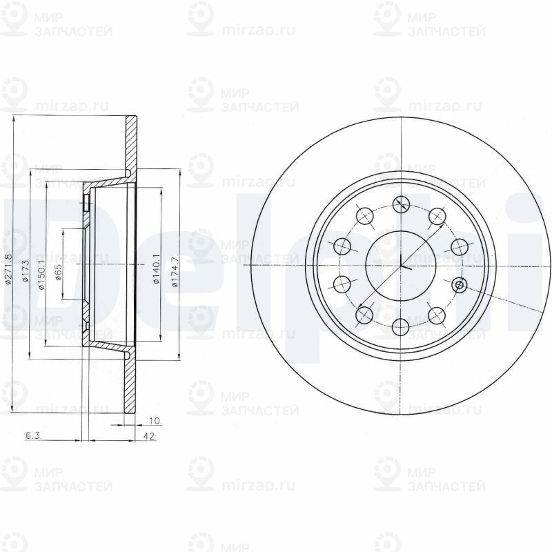 Тормозной диск DELPHI BG4324C