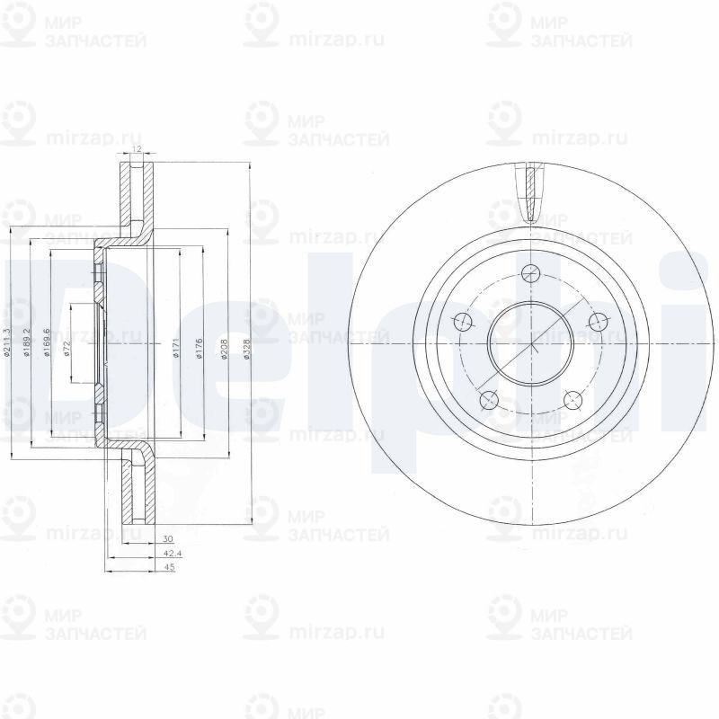 Тормозной диск DELPHI BG9058