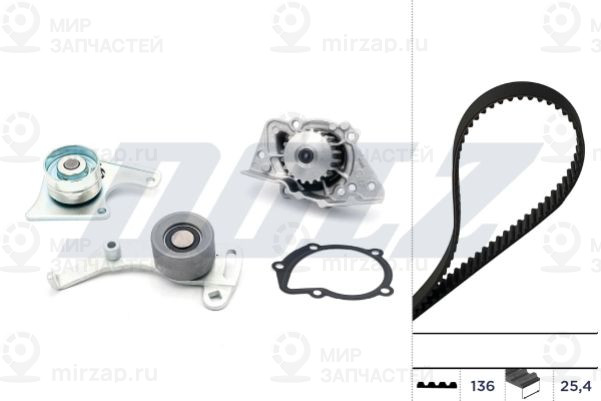 Водяной насос + комплект зубчатого ремня DOLZ KD012