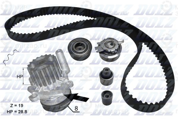 Водяной насос + комплект зубчатого ремня DOLZ KD100
